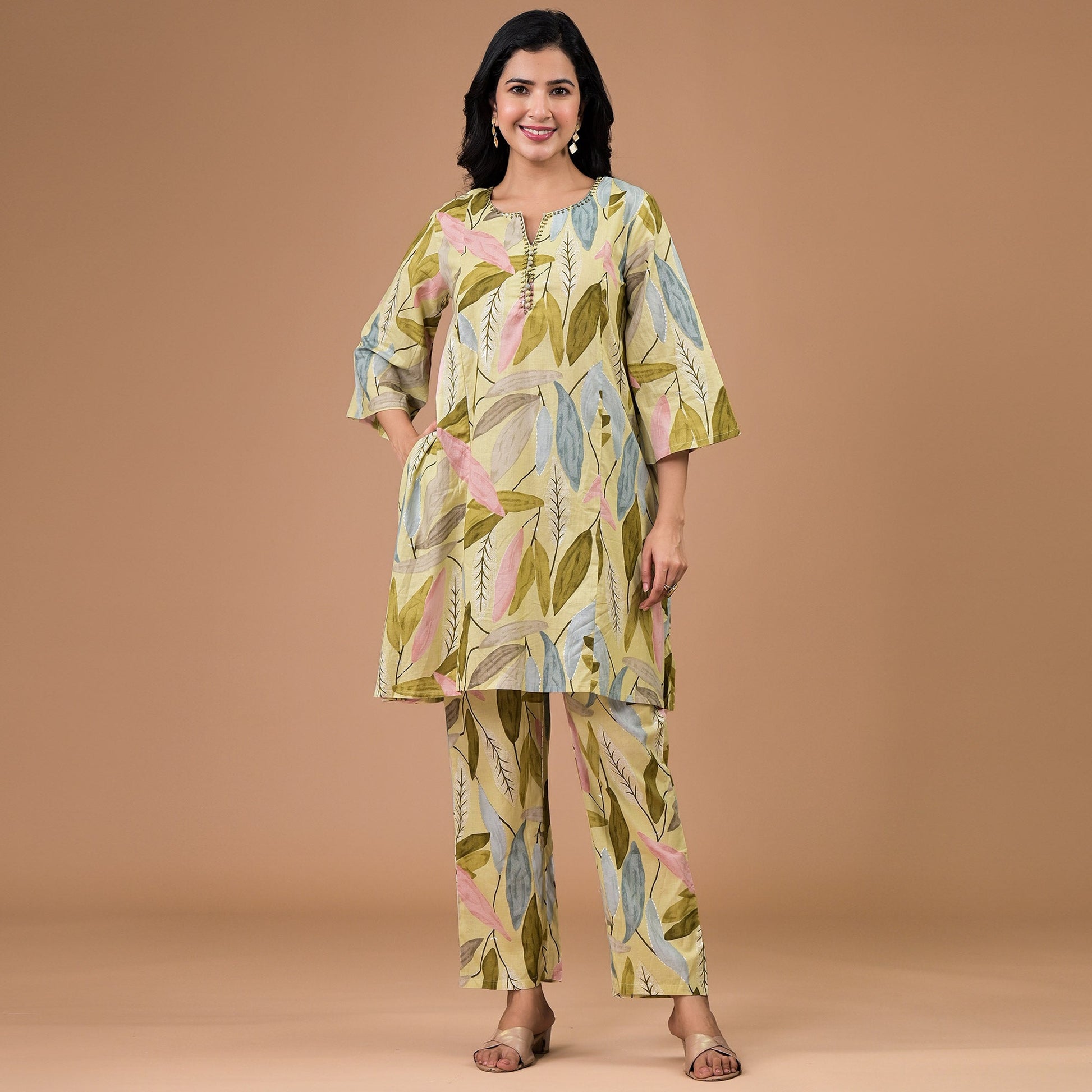 green-printed-pure-cotton-co-ord-set