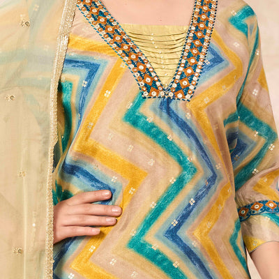 Morpich Embroidery With Printed Muslin Straight Salwar Suit