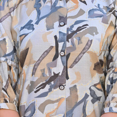 Grey Printed Heavy Viscose A-Line Co-Ord Set