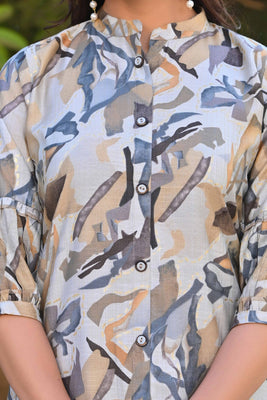 Grey Printed Heavy Viscose A-Line Co-Ord Set