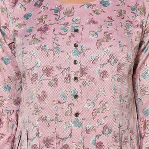 Light Purple Floral Foil Printed Rayon A-Line Top