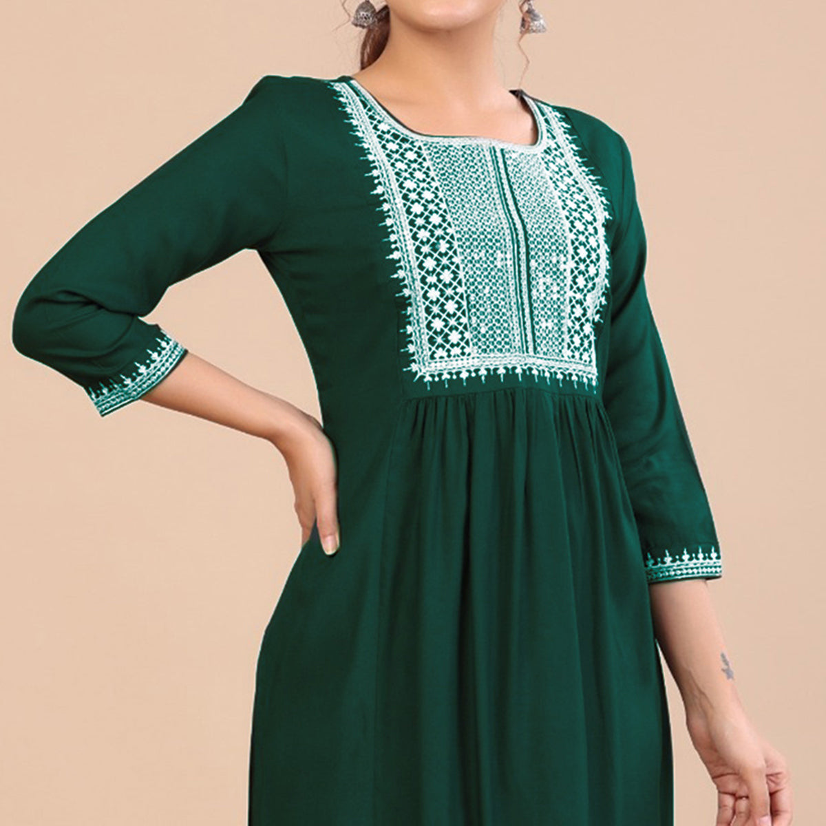 green-embroidered-rayon-kurti-3