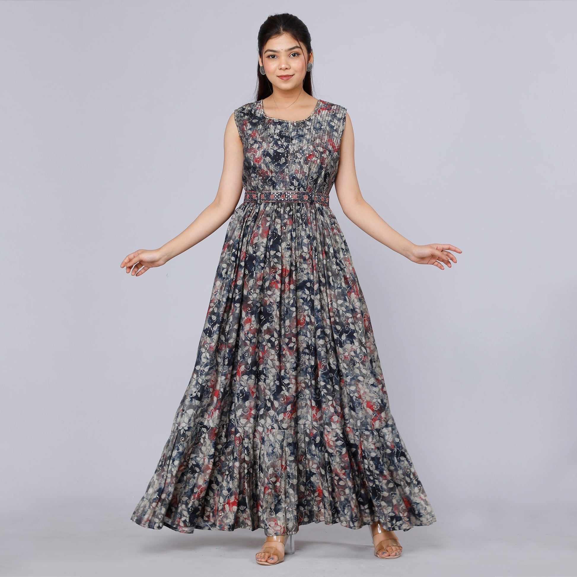 grey-floral-printed-muslin-gown