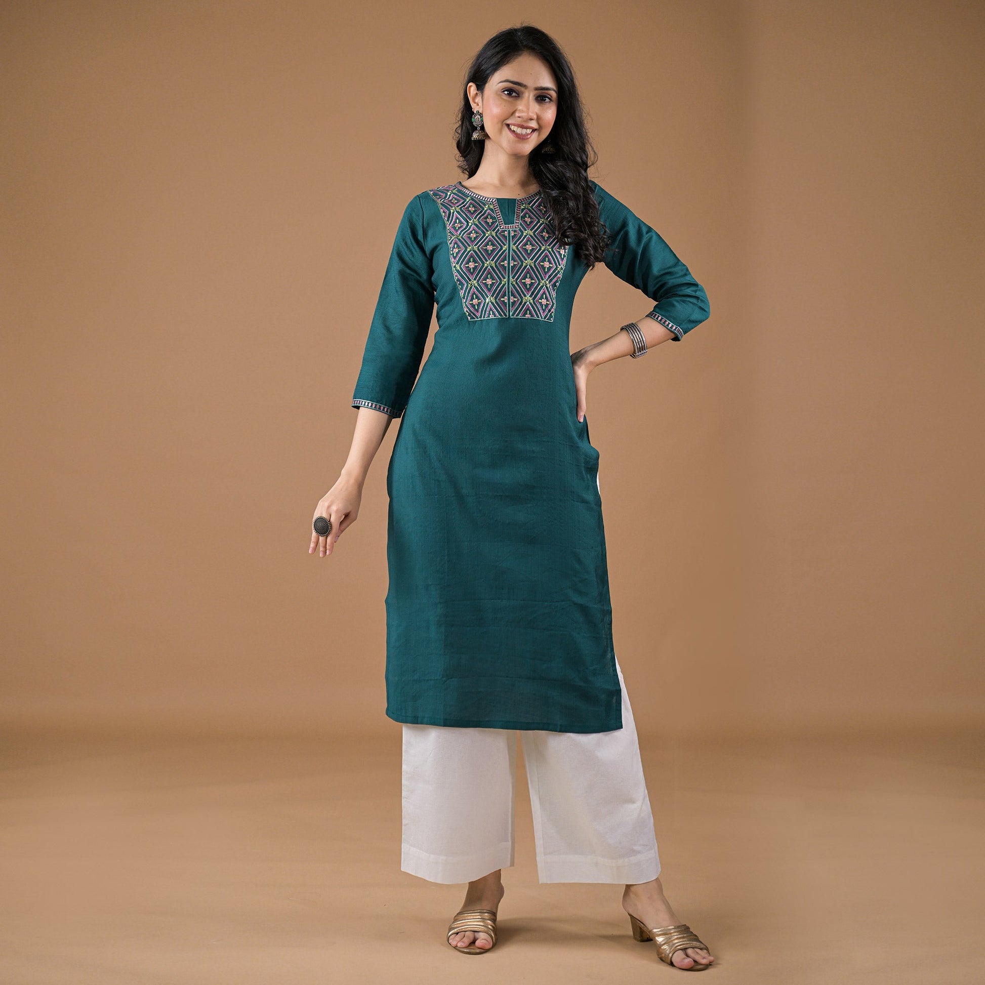 green-yoke-embroidered-pure-cotton-straight-kurti