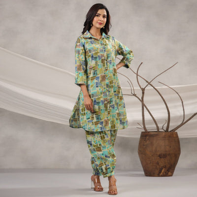 green-geometric-printed-muslin-co-ord-set
