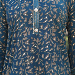 Morpich Blue Floral Foil Printed Rayon Salwar Suit