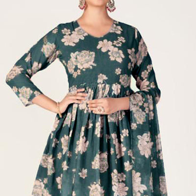 green-floral-printed-georgette-sharara-suit