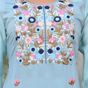 Grey Sequins Embroidered Viscose Salwar Suit