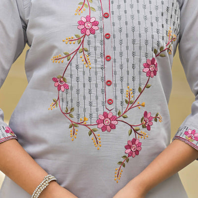 grey-floral-embroidered-chanderi-straight-kurti-with-handwork