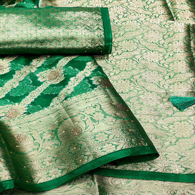 green-stone-work-woven-organza-jacquard-saree