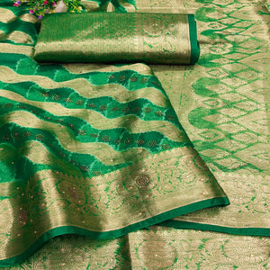 green-stone-work-woven-organza-jacquard-saree-2