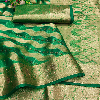 green-stone-work-woven-organza-jacquard-saree-2