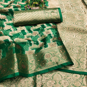 green-stone-work-woven-organza-jacquard-saree-3