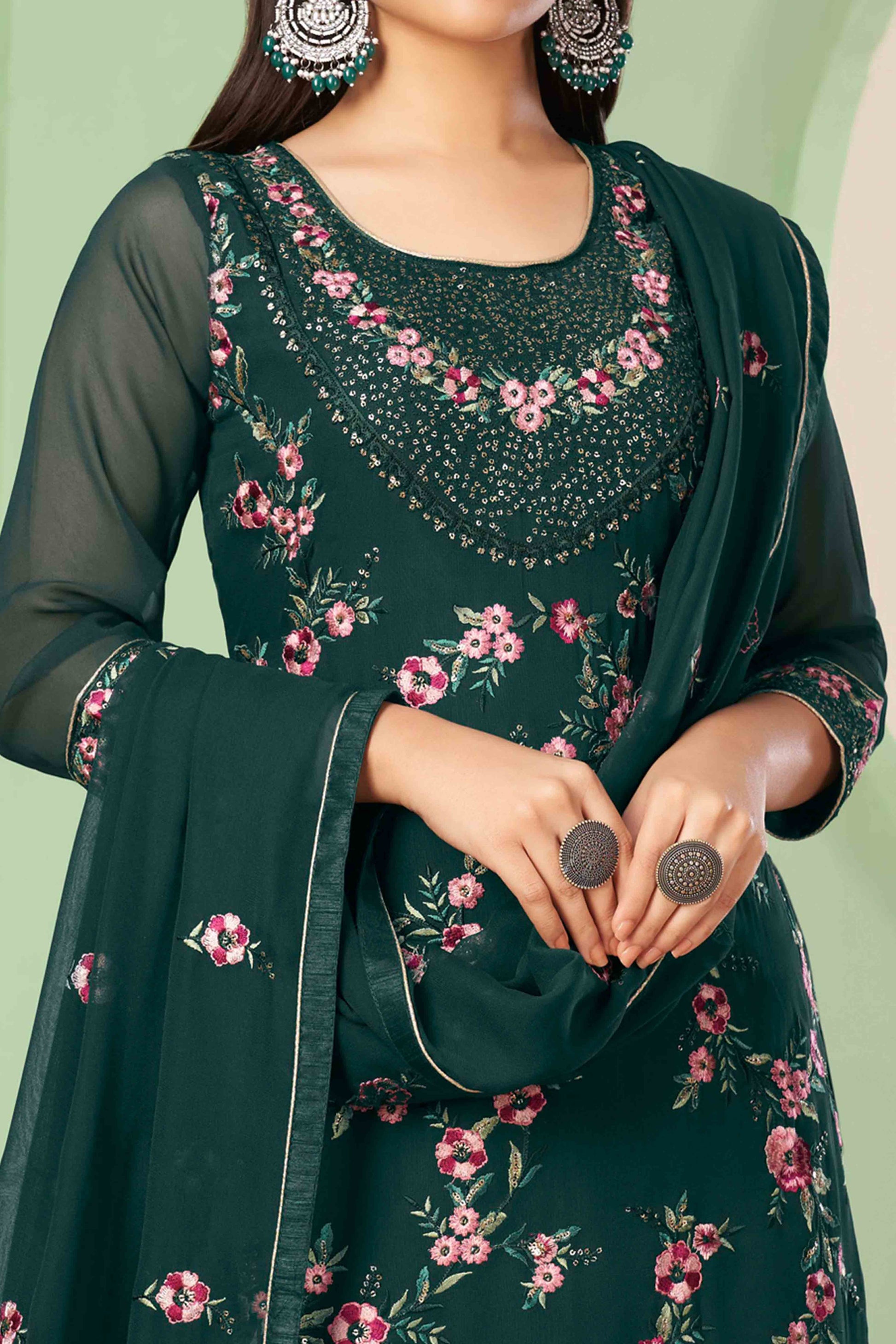 green-floral-sequins-embroidered-georgette-semi-stitched-suit-19