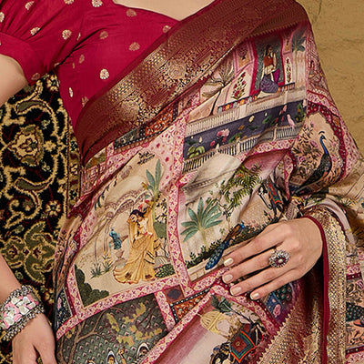 Multicolor Abstract Print Printed Viscose Saree