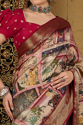 Multicolor Abstract Print Printed Viscose Saree