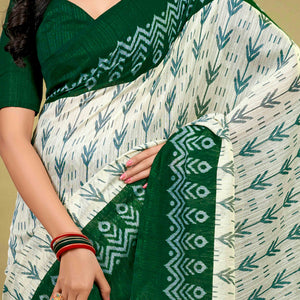 green-ikkat-printed-cotton-slub-saree