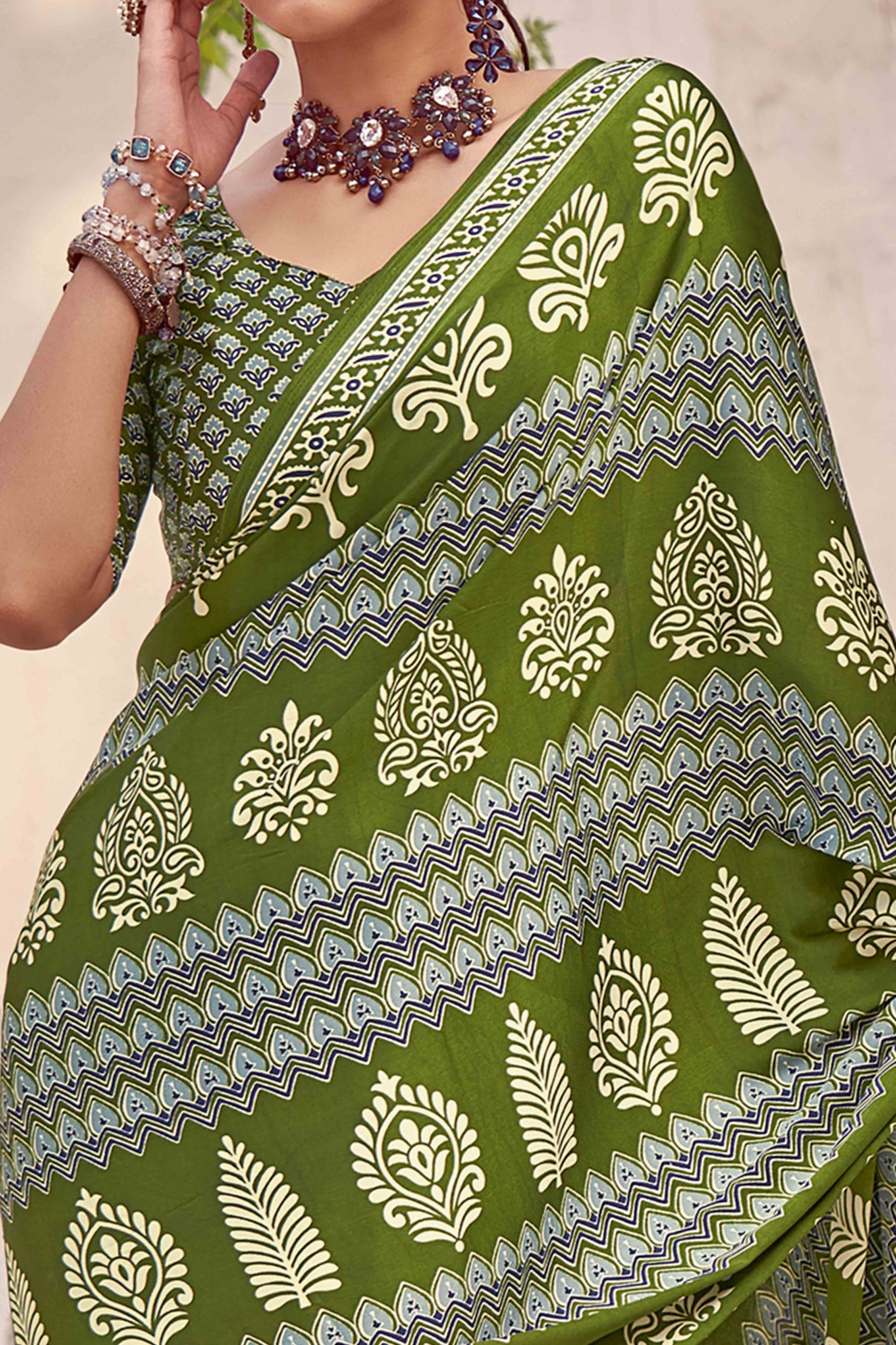green-floral-ajrakh-printed-satin-saree-with-tassels-12