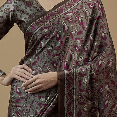 grey-magenta-ajrakh-printed-satin-saree-with-tassels