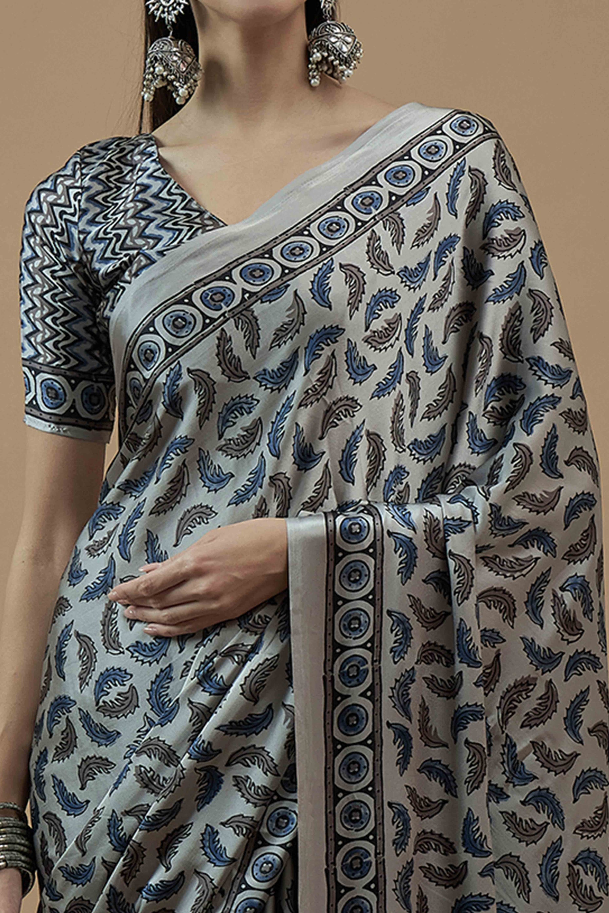 grey-ajrakh-printed-satin-saree-with-tassels-8