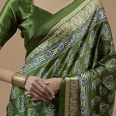 green-floral-ajrakh-printed-satin-saree-with-tassels-17