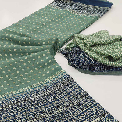 Dusty Green Foil Printed Georgette Saree