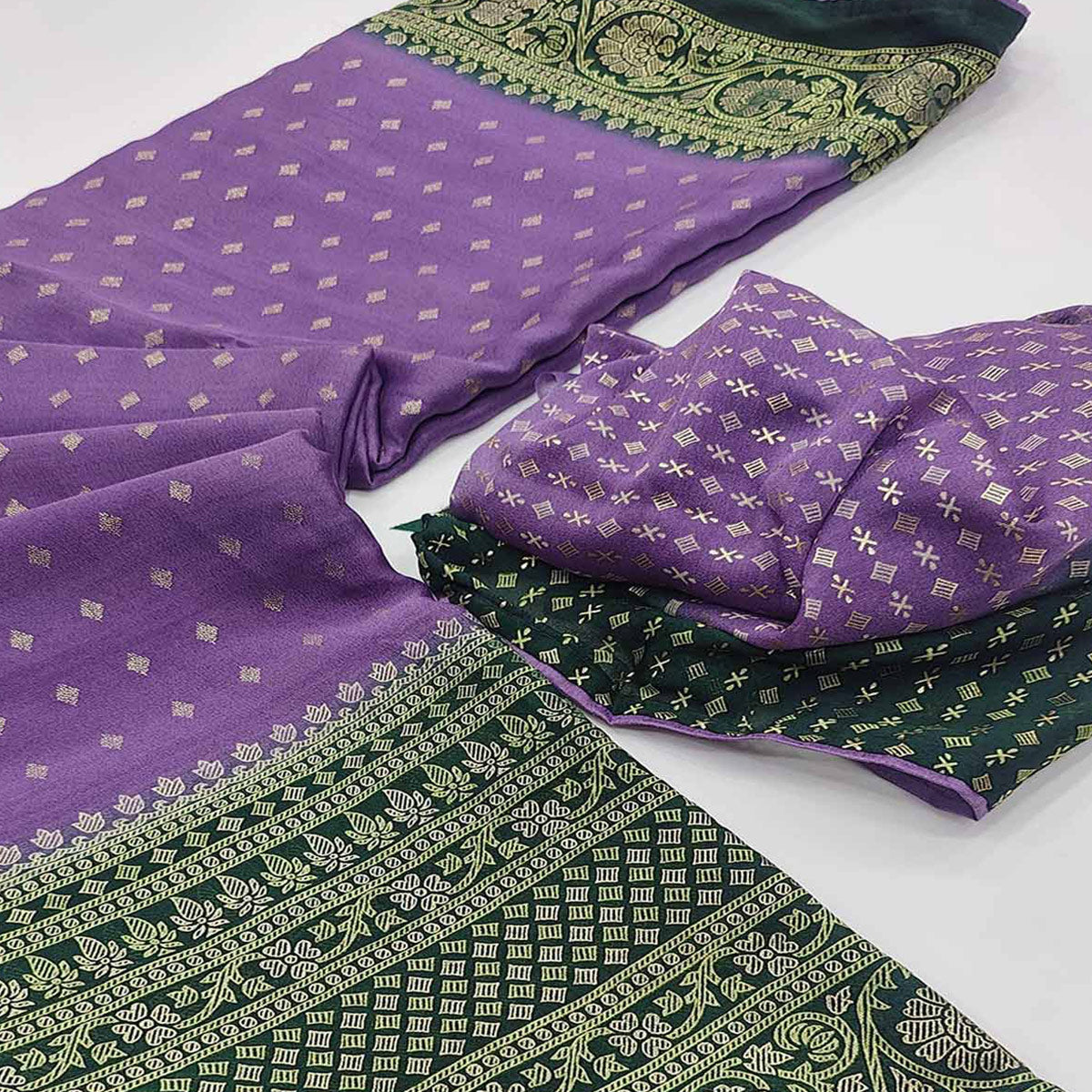 Light Purple Foil Printed Georgette Saree