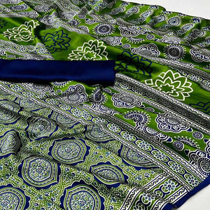 green-ajrakh-printed-satin-saree