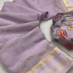 Light Lavender Foil Printed Chiffon Saree