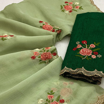 green-floral-embroidered-chiffon-saree-4