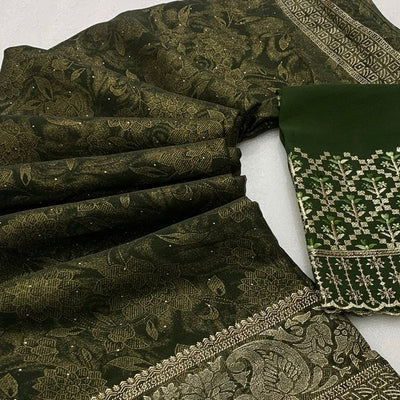 green-floral-foil-printed-georgette-saree-with-tassels-2