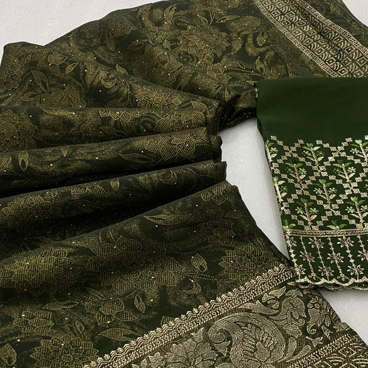 green-floral-foil-printed-georgette-saree-with-tassels-2