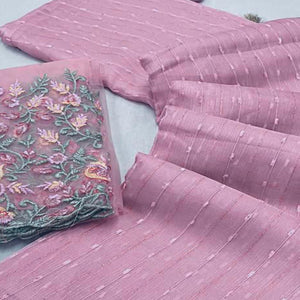 Mauve Sequins Embroidered Organza Saree With Tassels