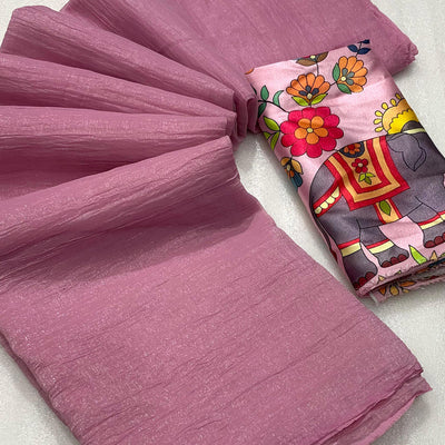 Dusty Pink Solid Crepe Crush Saree