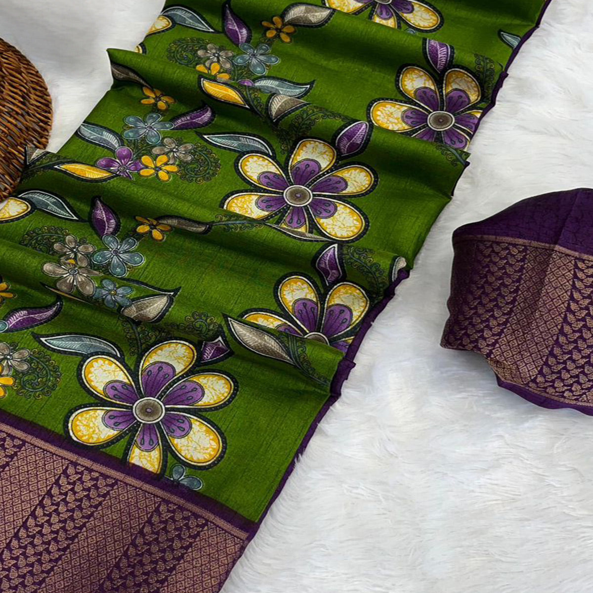 green-floral-printed-dola-silk-saree-with-jacquard-border