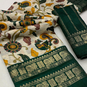 green-kalamkari-printed-dola-silk-saree-1