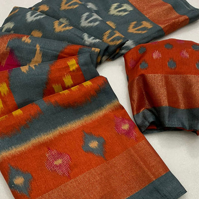 grey-ikkat-foil-printed-dola-silk-saree