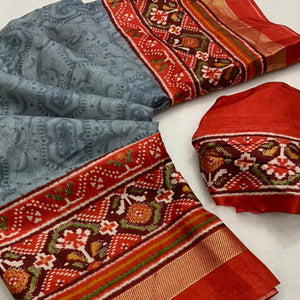 grey-red-ikkat-foil-printed-dola-silk-saree