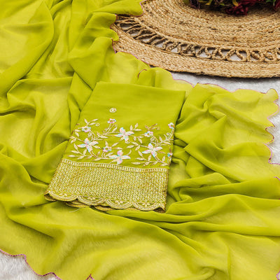 green-solid-georgette-saree-with-embroidered-border-2