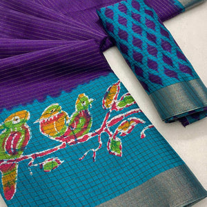 Purple Printed Dola Silk Saree