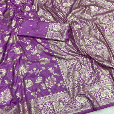 Lavender Zari Woven Dola Silk Saree