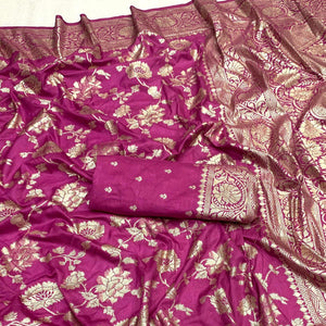 Magenta Zari Woven Dola Silk Saree