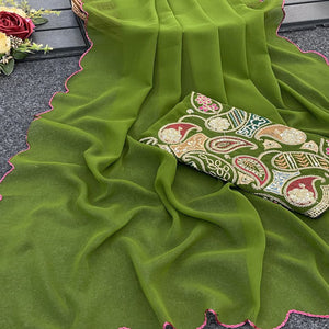 green-solid-georgette-saree-with-embroidered-border