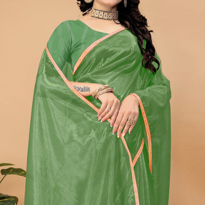 green-solid-nylon-saree-with-lace-border