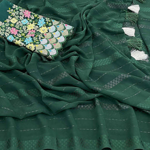 green-woven-georgette-saree-with-tassels-1