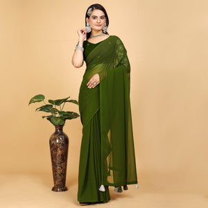 green-solid-georgette-saree-with-with-tassels