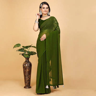green-solid-georgette-saree-with-with-tassels