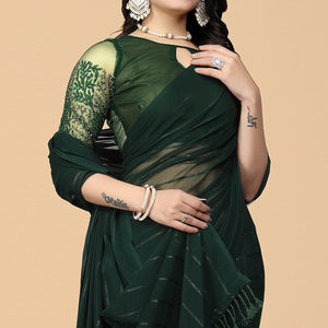 green-striped-georgette-saree-with-tassels