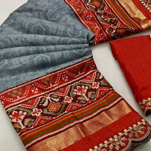 grey-red-ikkat-foil-printed-silk-saree-with-sequins-embroidery-border