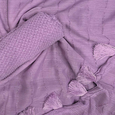 Lavender Woven Chiffon Saree with Tassels